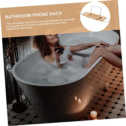 MAGICLULU Bamboo Bathtub Tray Table for Bathtub Expandable Bath Shelf Phone Holder Multifunctional Wood Bathroom Organizer for Reading and Relaxing