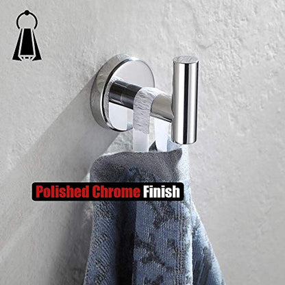 JQK Chrome Towel Ring, Stainless Steel Square Ring Towel Holder for Bathroom, 6 Inch Matte Black Wall Mount, TR140-CH