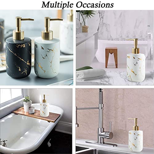 Soap Dispenser White and Gold,300ml/10 Oz Luxurious Hand Soap Bottle with Plastic Pump Gold,Ceramic Liquid Soap Dispenser for Bathroom, Kitchen, Dish Soap,Lotion,Liquid Soap - color: White