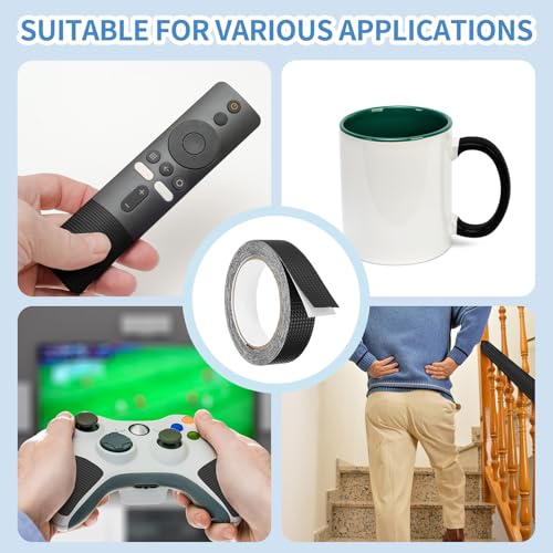 PATIKIL 1 Inch x 20 Feet Non-Slip Grip Tape, Waterproof Non-Abrasive Traction Tape Self-Adhesive Cushion Pad Strips for Handrails Game Controllers Ovens- 1 Roll (Black) - color: Black, size: 1 Inch x 20 Feet