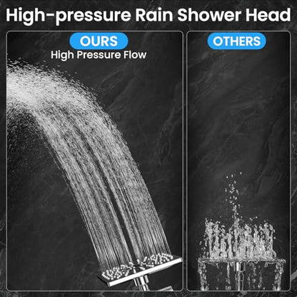 Veken Multi-Function Rain Shower Head with Handheld, High Pressure, Square | Rainfall Showerhead, Dual Shower Heads Combo, 5-mode Detachable Hand Held Spray with Hose, regaderas para shower, Chrome - color: Chrome