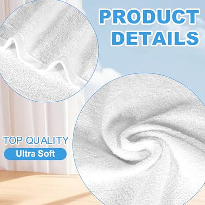 INFICRIME Washcloths Set, 24-Pack Cotton Wash Cloths, 12x12 Inch, White | Highly Absorbent and Soft Feel Fingertip Towels, Machine Washable Washcloths for Bathroom, Gym, Hotel, Spa and Kitchen