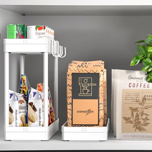 Simple Houseware 3-Tier Slim Rolling Cart w/Handle 5.5" Wx27.5 H, White | Storage Cart for Narrow Space (5.5-Inch Wide) Kitchen, Bathroom, Laundry Room - color: White