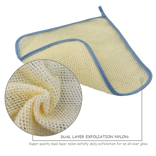 5 Pack Double Layer Home Spa Bath Shower Exfoliate Exfoliating Massage Body Skin Care Scrub Scrubber Washcloth Wash Cloths Towel Exfoliator Smoother