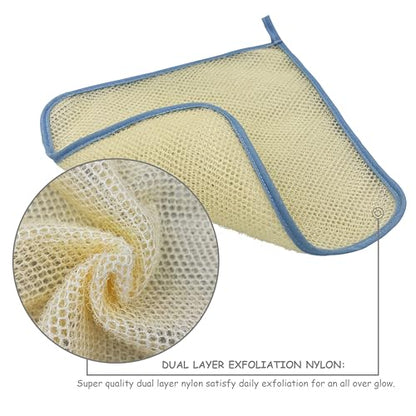 5 Pack Double Layer Home Spa Bath Shower Exfoliate Exfoliating Massage Body Skin Care Scrub Scrubber Washcloth Wash Cloths Towel Exfoliator Smoother
