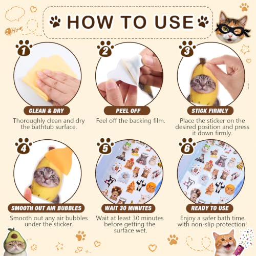 Fullhawl 30 Pcs Cat Non Slip Shower Stickers, Cute Bathtub Safety | 30 Pack Cat Design, Cute Bathroom Decor, Non Slip Texture, Strong Adhesive Support for Safer Bath Time - style: Cat