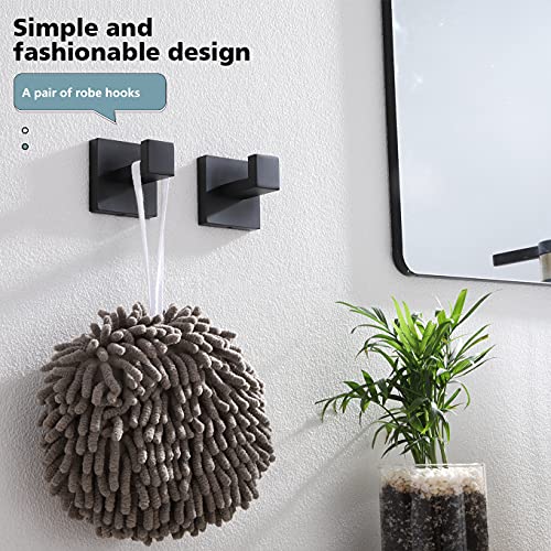 KOKOSIRI Bath Towel Hook Wall Mount Square Robe Hook Coat Hook, Bathroom Kitchen Garage Heavy Duty Wall Mounted, SUS 304 Stainless Steel, Matte Black, B1010BK-P2 - color: Matte Black, size: 2 Pack