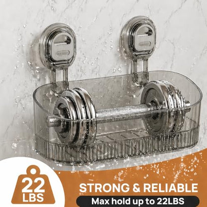 AVOKIHI Suction Cup Shower Caddy,No Drill Traceless Adhesive Shower Shelf for Inside Shower, Waterproof Bathroom Shower Storage Basket(Grey)