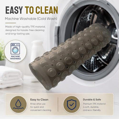 Bathtub Mat Non-Slip – 39" x 15.5" Extra Long Shower Mat with Suction Cups, BPA Free & Machine Washable, Textured Bath Mat for Tub, Ideal for Kids, Seniors & Pregnant Women, Clear Brown - color: Light Gray