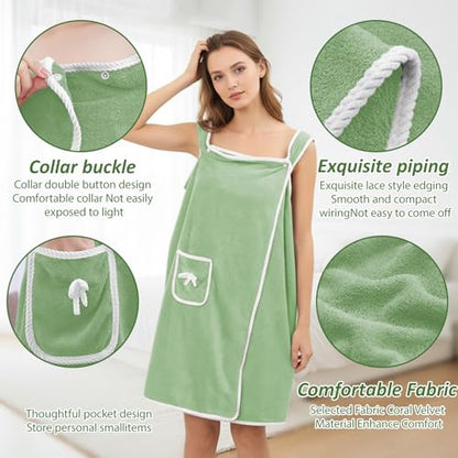 Unisex Bath Towel, Wearable After Bath Towel Set, Wearable Quick Dry Shower Gym Towel(53" x 31", Dark Green) - color: Dark Green, size: S(135X80CM)
