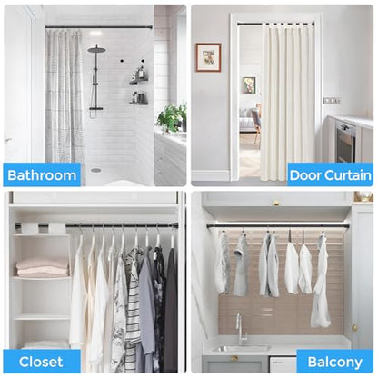 Tension Curtain Rod Black Tension Rod 2pcs Spring Curtain Rod Non Slip Tension Rods For Windows 28 to 48 Inch No Drilling Adjustable Tension Rods of Curtain Window Closet Kitchen Wardrobe - color: Black, size: 28-48 inch 2pcs