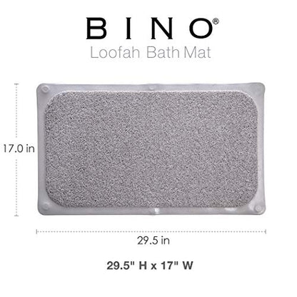 BINO | Loofah Non-Slip Bath Mat for Tub - Light Grey | Spa-Inspired Comfort, Quick-Drying, Secure Suction Cups | Exfoliating Shower Mat for a Luxurious and Safe Bathing Experience - color: Light Grey