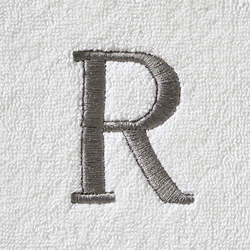 SKL Home Casual Monogram Hand Towel Set, R, 16x26, White 2 Count - color: Casual Monogram Hand Towel Set, size: Hand Towel Set, style: R