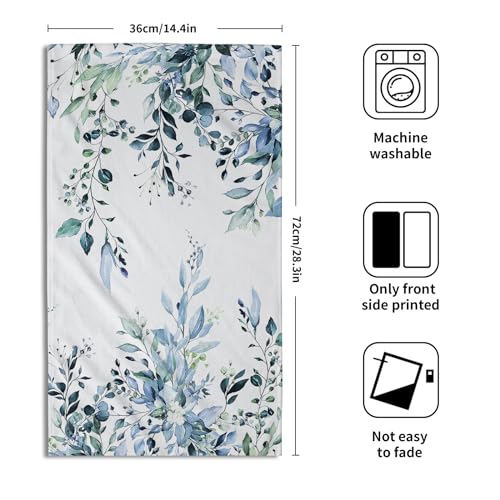 Blue Eucalyptus Hand Towels Set of 2 Sage Leaves Soft Absorbent Small Bath Towel Kitchen Dish Guest Towel for Bathroom Hotel Gym Spa - color: Blue Eucalyptus Leaf