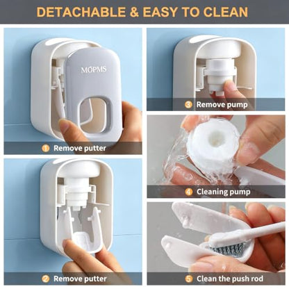 MOPMS Automatic Toothpaste Dispenser Wall Mounted for Kids and Adult 1Pcs | Automatic Toothpaste Squeezer Holder for Bathrooms - color: Light Grey
