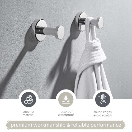 Angle Simple Polished Chrome Bathroom Towel Hook, Coat Towel Holder, 2 Pack | SUS304 Stainless Steel, Kitchen Laundry Robe Wall Hook, Hold Clothes Hat Bag, Screw Mount - color: Polished Chrome, size: 2 Pack