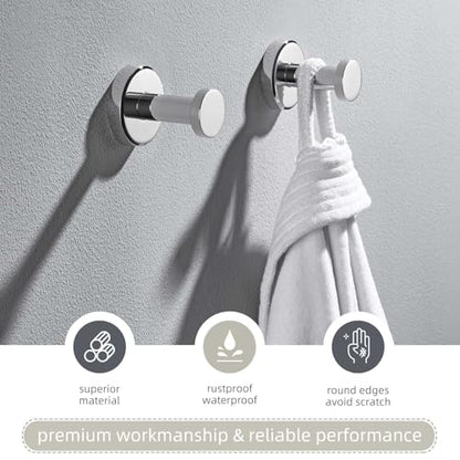 Angle Simple Polished Chrome Bathroom Towel Hook, Coat Towel Holder, 2 Pack | SUS304 Stainless Steel, Kitchen Laundry Robe Wall Hook, Hold Clothes Hat Bag, Screw Mount - color: Polished Chrome, size: 2 Pack