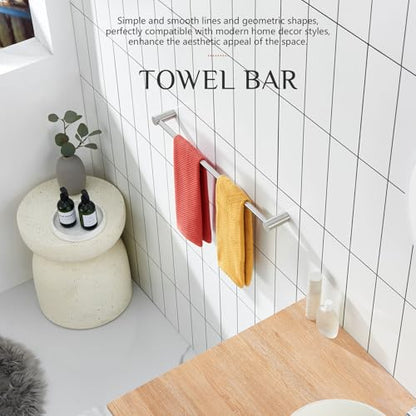 KOKOSIRI Towel Bar Brushed Nickel 24-Inch Bathroom Towel Holder Single Rack Bathroom Hardware Accessories Wall Mounted Stainless Steel, B4007BR-L24 - color: Brushed Nickel, size: 24-Inch