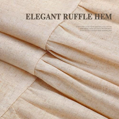 Farmhouse Shower Curtain Ruffle Linen Beige 72" W x 84" L | Linen Fabric, Farmhouse Boho, Bottom Ruffle, Rustic, Country, Natural Look, Washable, Shower Curtain for Bathroom Bathtub - color: Beige, size: 72"W x 84"L