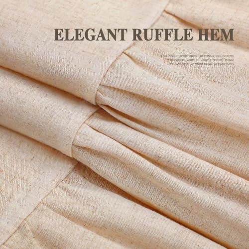 Farmhouse Shower Curtain Ruffle Linen Beige 72" W x 78" L | Linen Fabric, Farmhouse Boho, Bottom Ruffle, Rustic, Country, Natural Look, Washable, Shower Curtain for Bathroom Bathtub - color: Beige, size: 72"W x 78"L