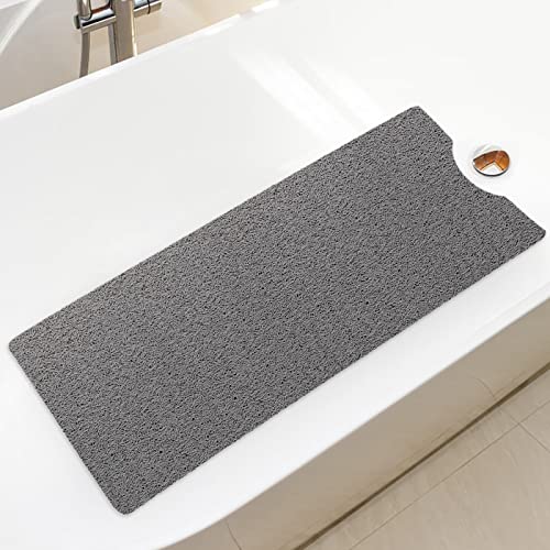 Bathtub Mat Non Slip Shower Mat Soft PVC Loofah Bath Tub Mats with Drain for Bathroom Tub 40 x 16 Inch (Grey) - color: Grey