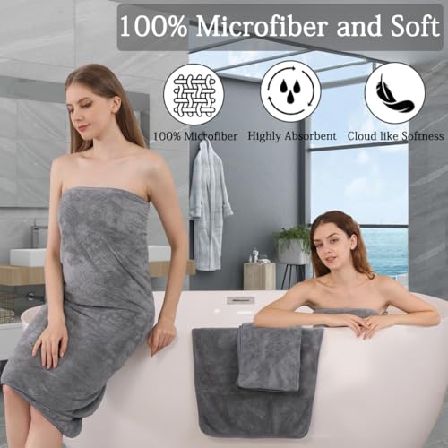 Ycosy Gray Bath Towels Set 35x70 Inches - Luxury 600 GSM Oversized Bath Sheet Towel,Extra Large Microfiber - Quick Dry,Highly Absorbent,Super Soft Shower Towels Spa Hotel Bathroom Towel Set (4-Pack) - color: Dark Gray, size: 4 Piece Bath Towel