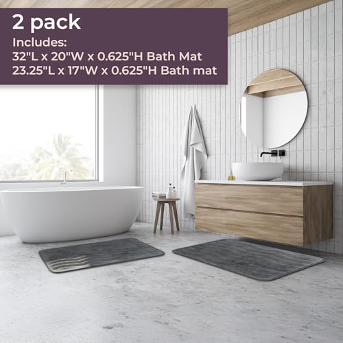 Lavish Home Bedford Home 2 Piece Memory Foam Bath Mat Set - Platinum,32 x 20 x .625 - color: Platinum