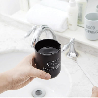 Toothbrush Cup 2Pcs, Bathroom Toothbrush Holder, Storage Cup 300ml, Drinking Cup, Reusable (Black + White) - color: Black + White