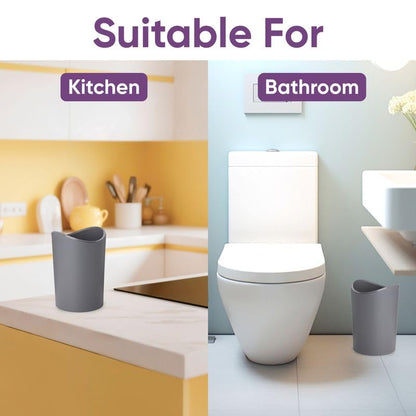 Superio MIni Bathroom Trash Can with Lid, Modern Grey Mini Waste Bin with Swing Lid (1 1/2 Gallon, 6 Liter) Plastic Garbage Can for Kitchen, Bathroom, Bedroom, Office, Under Desk (1, Grey) - color: Grey