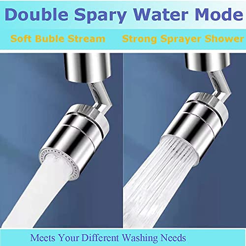 720 Degree Swivel Kitchen Sink Faucet Aerator, Dual Function Filter Faucet Head, 720 Rotating Faucet Extender for Bathroom, Flexible Faucet Sprayer Attachment
