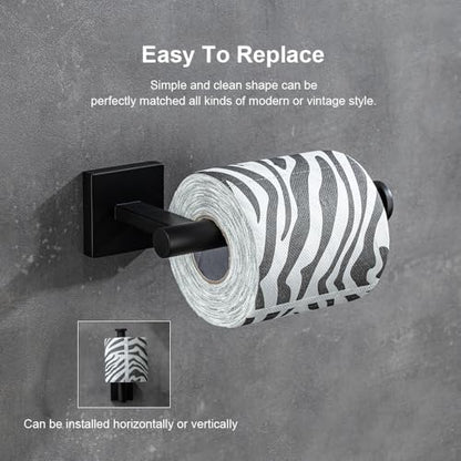 Wall-Mount Toilet Paper Holder, Open Arm, Matte Black | SUS304 stainless steel, screw mount, fits standard, large and mega rolls, concealed caps, mounting hardware included - color: Matte Black