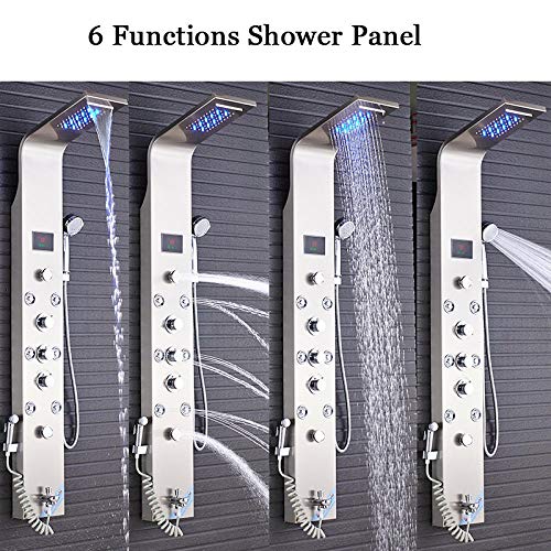Bidet Faucets Bathroom Shower Faucets Digital Display Bath Shower Panel Hot and Cold Water Tower Shower Column Body SPA Jets
