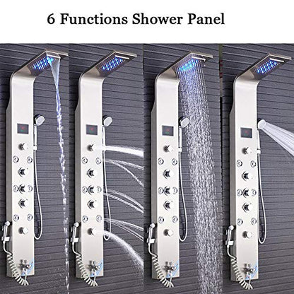 Bidet Faucets Bathroom Shower Faucets Digital Display Bath Shower Panel Hot and Cold Water Tower Shower Column Body SPA Jets