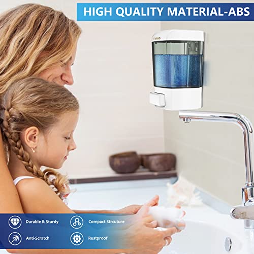 SVAVO Wall Mounted Soap Dispenser Kitchen Bathroom Manual Soap Dispenser Refillable Hand soap Dispenser for Liquid Contianers Shampoo Gel Chamber for Household Commerical 23.7oz (700ml) ABS - color: White&dark Brown