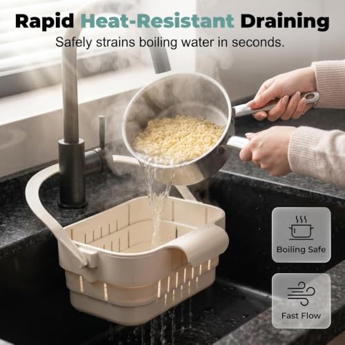 Foldable Hanging Sink Drain Basket, Kitchen Sink Strainer Basket (Green) | Space Saving Multi-functional Faucet Storage Rack Draining for Fruits Vegetables