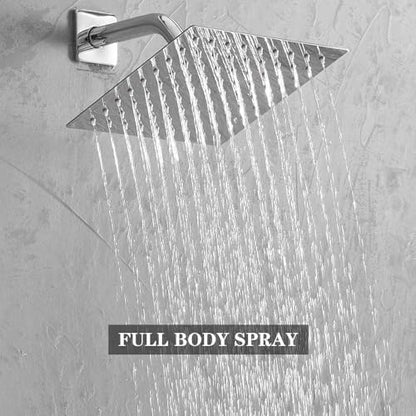 Shower System Polished Chrome Bathroom Rainfall Shower Faucet Set Complete Wall Mounted 6 Inch Shower Head and Handle Set with Rough-in Valve Body and Trim Kit - color: Polished Chrome, size: 6 Inch