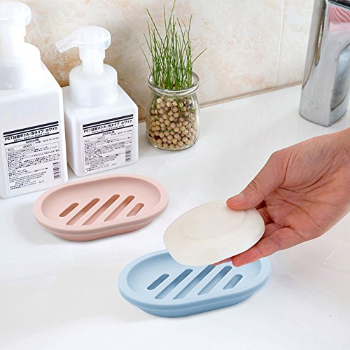 Topsky 2-Pack Soap Dish with Drain, Soap Holder & Saver, Easy Cleaning, Dry, Stop Mushy Soap (Blue) - color: Light Blue
