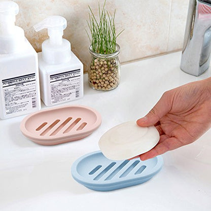 Topsky 2-Pack Soap Dish with Drain, Soap Holder & Saver, Easy Cleaning, Dry, Stop Mushy Soap (Blue) - color: Light Blue
