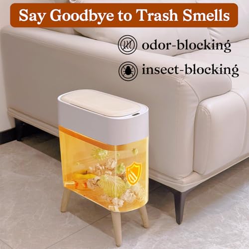 LALASTAR Small Bathroom Trash Can Automatic Touchless, Bathroom Garbage Can with a Lid, Motion Sensor trashcan for Bedroom, Kitchen, Office, 2.5 Gallon, White - color: White-1 Pack