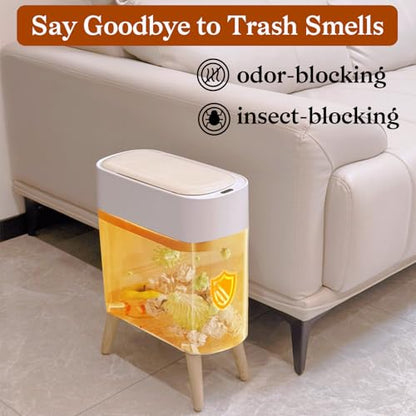 LALASTAR Small Bathroom Trash Can Automatic Touchless, Bathroom Garbage Can with a Lid, Motion Sensor trashcan for Bedroom, Kitchen, Office, 2.5 Gallon, White - color: White-1 Pack