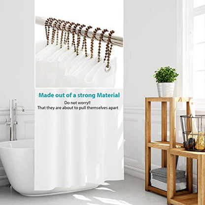 Antique Brass Shower Curtain Hooks, 6 Inch Ball Chain Design, 12 Pack Rust-Resistant Metal Curtain Rings for Bathroom Rods, Heavy Duty 4.5mm Shower Curtain Hangers - color: Antique Brass, size: 6 Inch