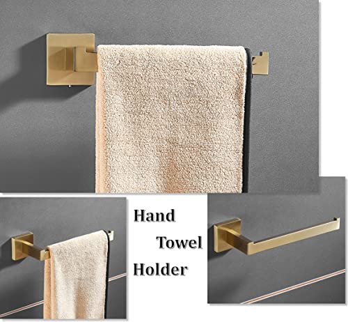 SHUNLI Gold Toilet Paper Holder + Hand Towel Holder, Brushed Gold Bathroom Accessories Hardware Set 2 Pieces, Wall Mounted Towel Ring Towel Bar, SUS304 Stainless Steel - color: Brushed Gold