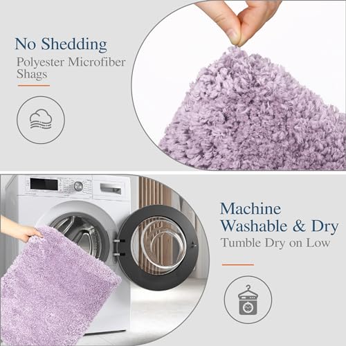 Walensee Bathroom Contour Rug (20x24, Lavender) Non Slip Bath Mat Water Absorbent Soft Microfiber Shaggy Bath Mat Machine Washable Bath Rug U Shape Toilet Rug - color: Lavender, size: 20"x24" Contour Rug