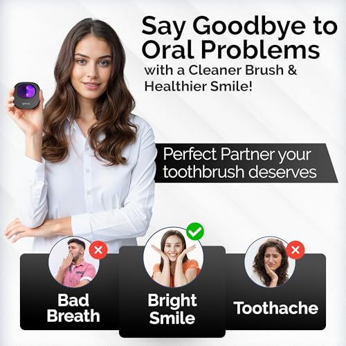 Portable UV Toothbrush Sanitizer Holder & Cleaner with UV Light & Magnetic Mounting - Rechargeable Toothbrush Sanitizer for Travel Cover, Wall Mounted UV Tooth Brush Sanitizer Holder Fits Most Brushes - color: Black