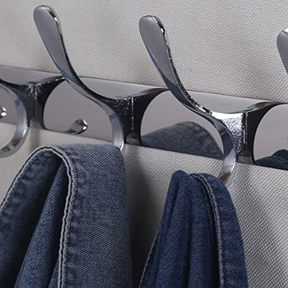 SKOLOO Modern Metal Wall Coat Rack with 5 Hooks, Sturdy Wall Hook Rack for Hanging Jacket, Clothes, Hat, Silver - color: Silver