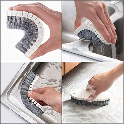 Dish Brush Set 4 Pack with Handle, Stiff Bristle Kitchen Scrub Brushes, Multi-Purpose Cleaning Brushes for Dishes, Pots, Sinks, Bottles, Grout Lines & Bathroom Surfaces