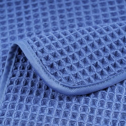 POLYTE 430 GSM Poly Blend Microfiber Quick Dry Waffle Hand Towel, 16x30 in | 4 Pack, Oversize, Lint Free, Quick Dry, Hanging Loop - color: Royal Blue
