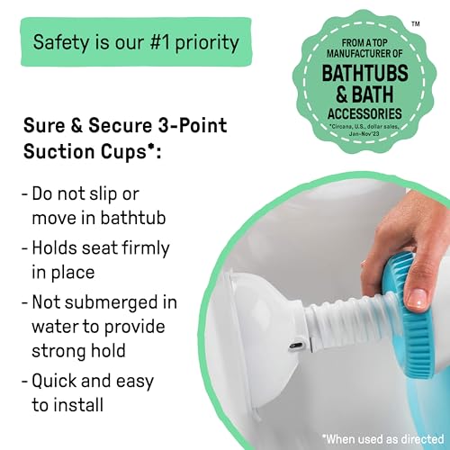 Ingenuity My Bath Seat for Sit-Up Baby Bathing, Sure & Secure Suction Cups, ASTM Safety Tested & Approved, Backrest for Assisted Sitting, Easy Setup & Storage, Gray - color: Gray