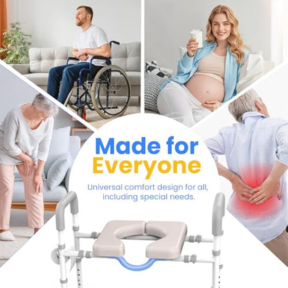 Male-Friendly Width & Height Adjustable Raised Toilet Seat With handles | Toilet Riser for Elderly, Handicap, Elevated, Fit Any Toilet, 400lbs - size: Regular
