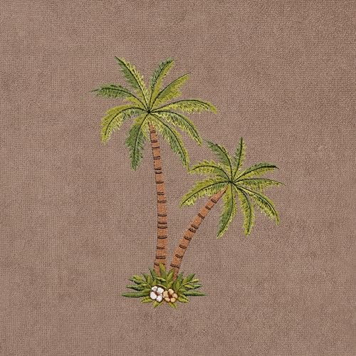 Flourish 4-Piece Premium Towel Set, Island Style Embroidery, Plush Turkish Cotton, Durable & Quick Dry, Elegant Bath Ensemble, 2 Bath 2 Hand Towels, Cocoa - color: Cocoa, size: 2 Pcs Bath 2 Pcs Hand Towel